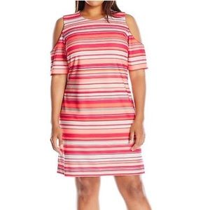 CALVIN KLEIN PINK STRIPED 14W SHEATH DRESS $139